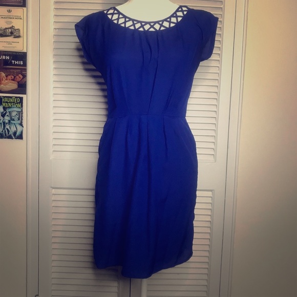 Vintage Dresses & Skirts - Vintage BeBop Blue Laser Cut Dress - Size Small